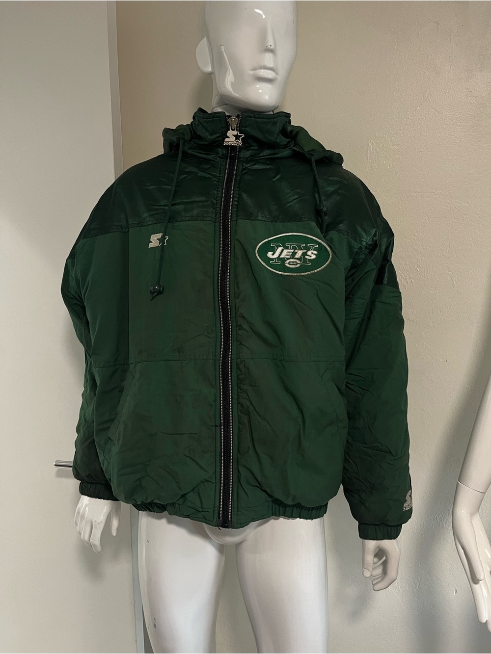 Vintage STARTER Pro-Line Label - NEW YORK JETS Zippered Winter Jacket size L